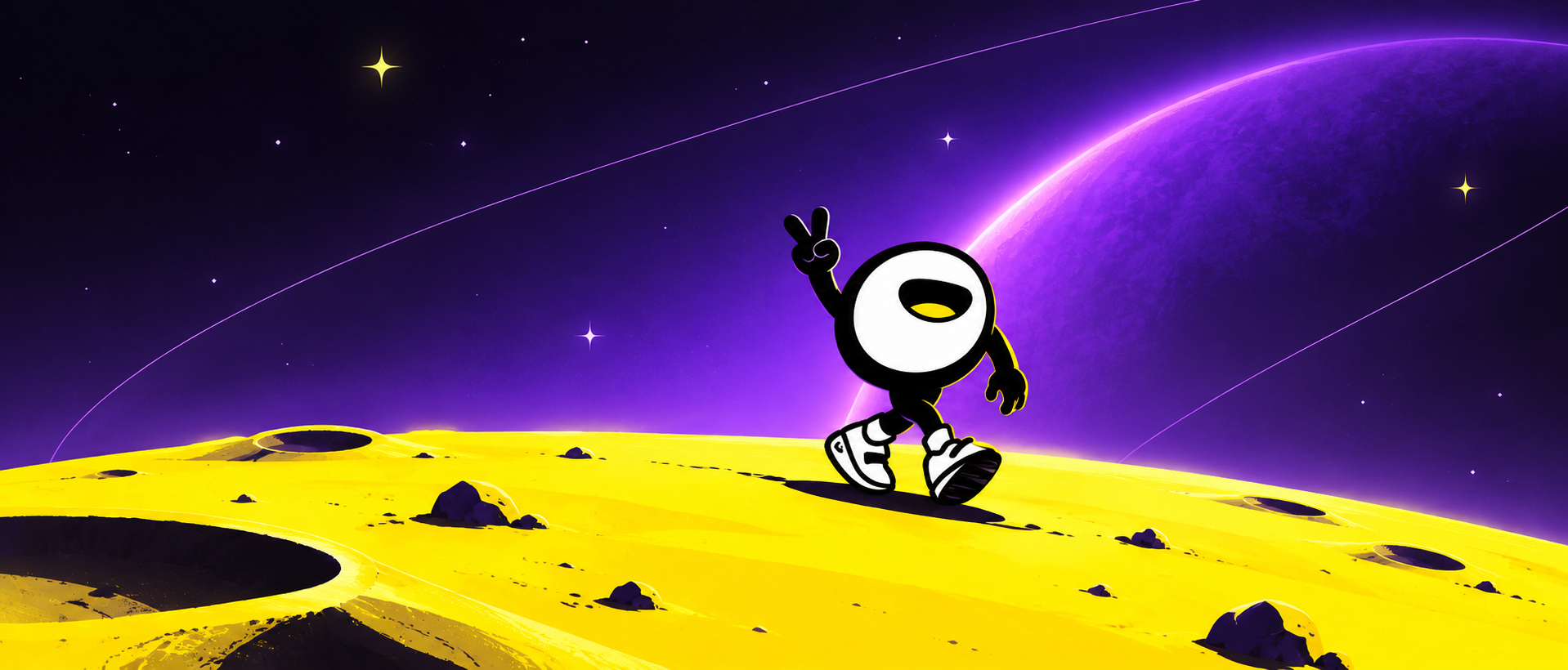 OhMoon mascot on the moon